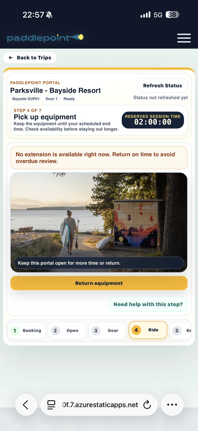 PaddlePoint Web App Paddle step
