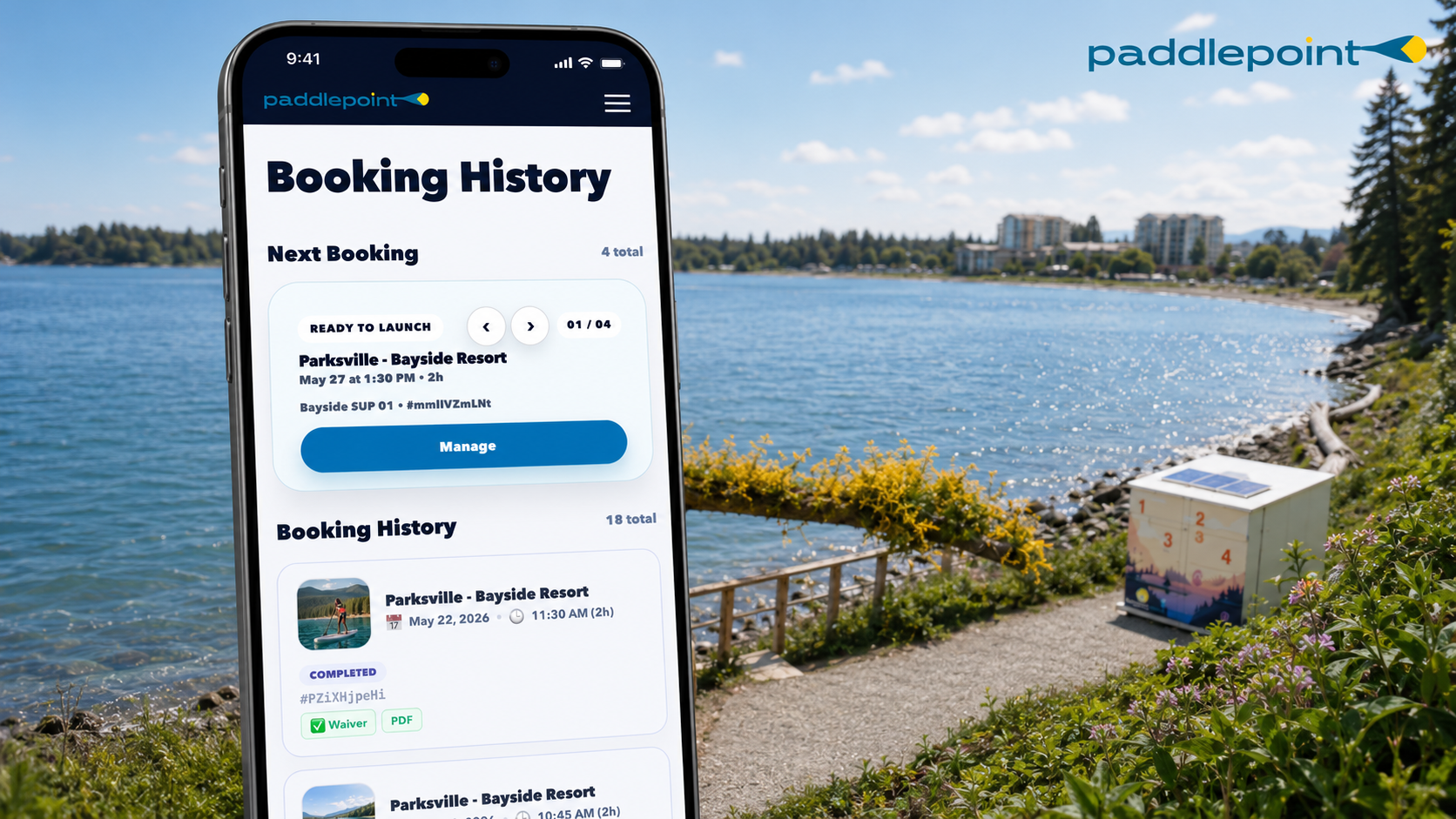 PaddlePoint booking screen for station rental