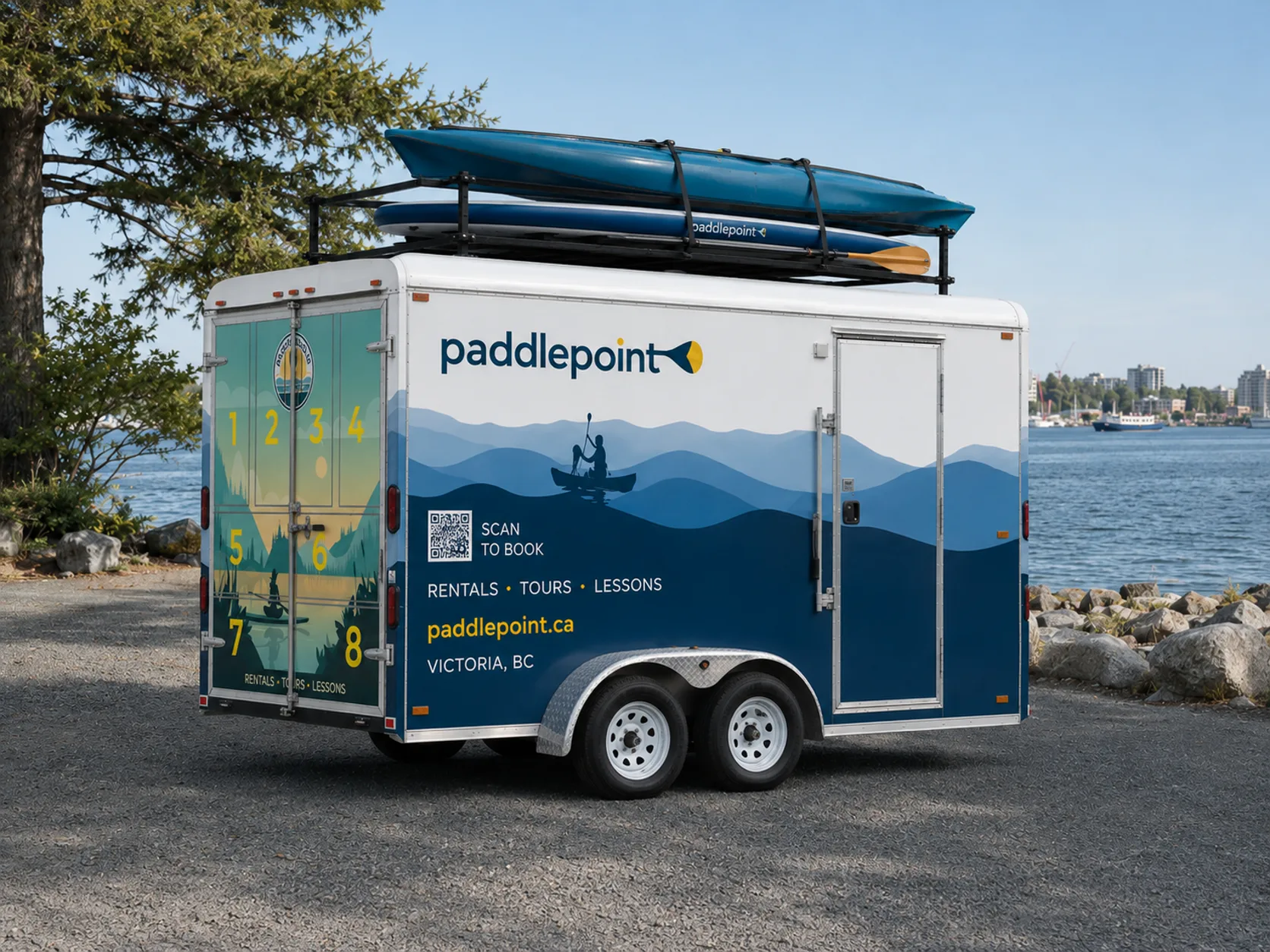 PaddlePoint Victoria mobile trailer station beside the water